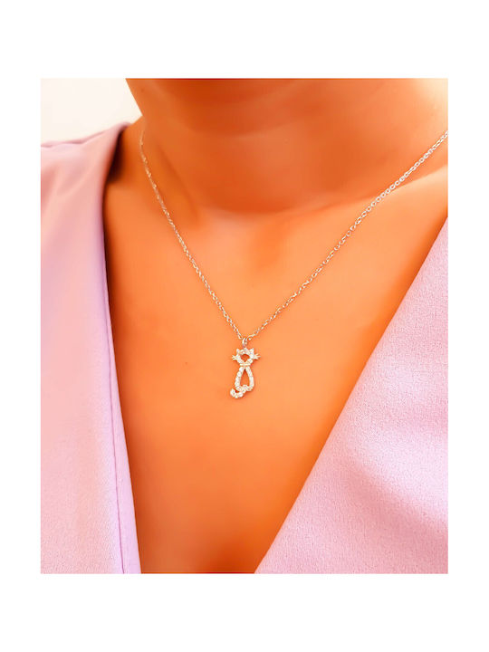 Necklace from White Gold 9 K