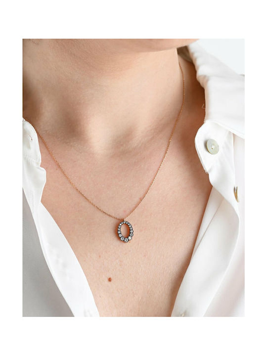 Necklace from Rose Gold 14K with Zircon