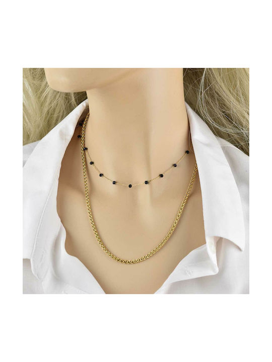 Perlita Halskette Rosenkranz aus Vergoldet Stahl mit Perlen