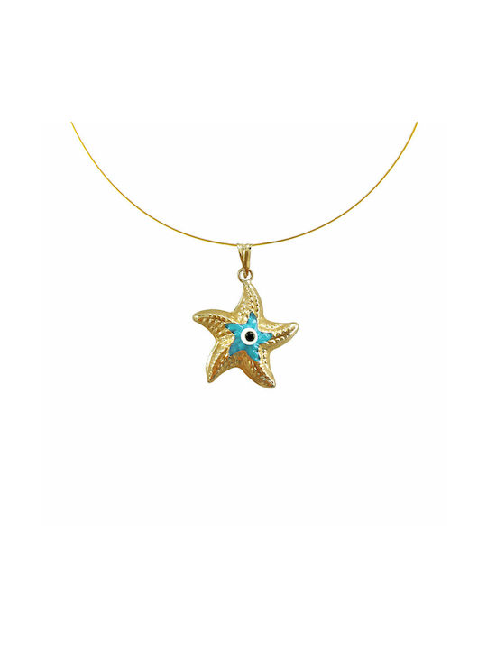 Necklace with design Star from Gold 14K