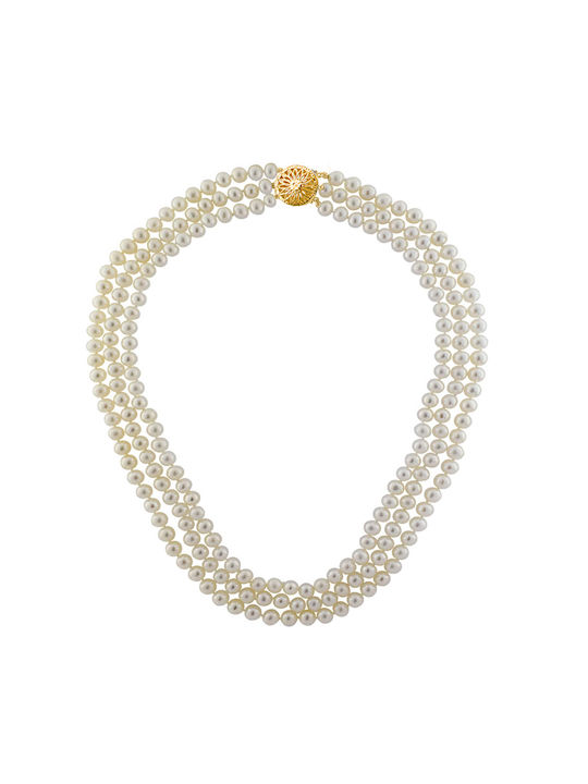 Necklace from White Gold 14K with Pearls