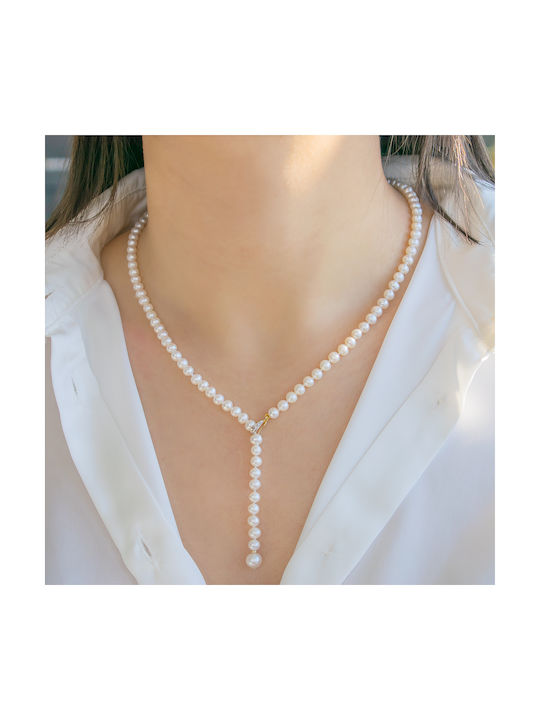 Necklace from White Gold 14K with Pearls