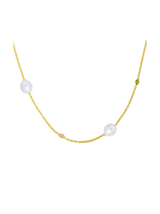 Necklace from Gold Plated Silver with Pearls