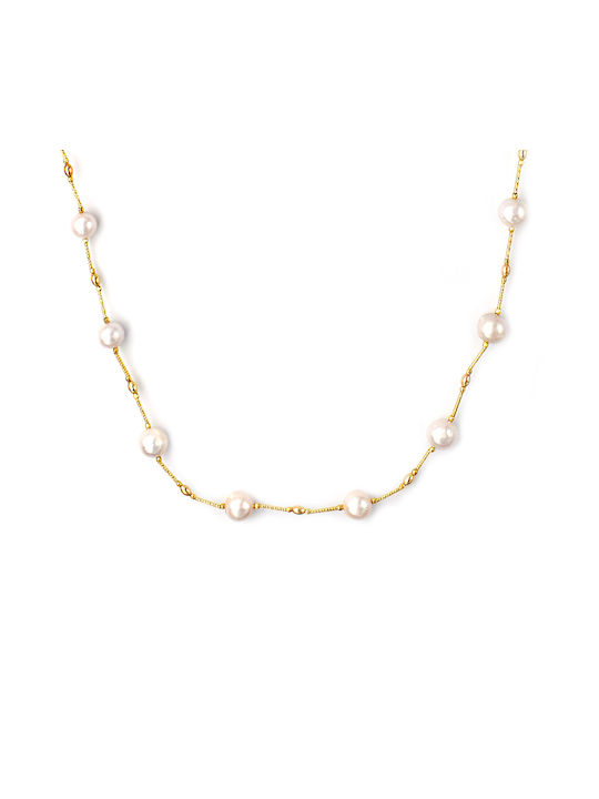 Necklace from Gold Plated Silver with Pearls