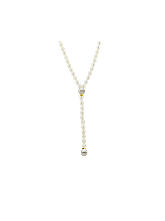 Necklace from White Gold 14K with Pearls