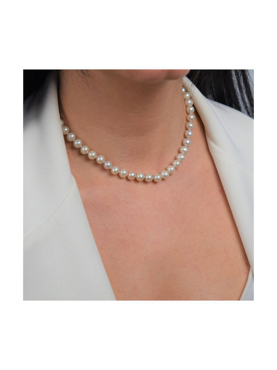 Necklace from White Gold 14K with Pearls