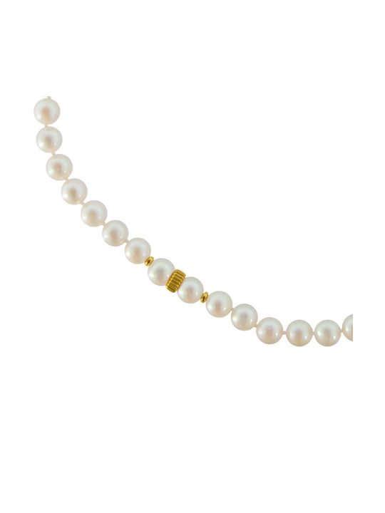 Necklace from White Gold 14K with Pearls