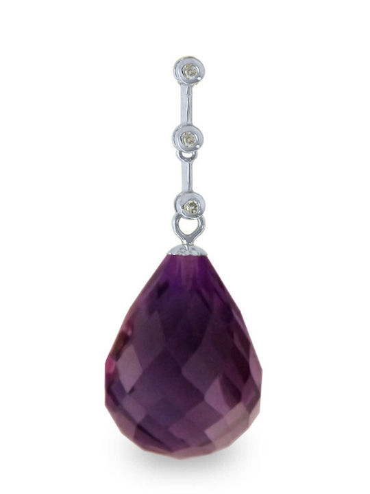 Margaritari Gold Stone Charm with Diamond and Zircon Purple