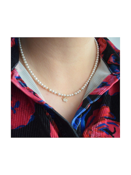 Necklace from White Gold 14K with Pearls