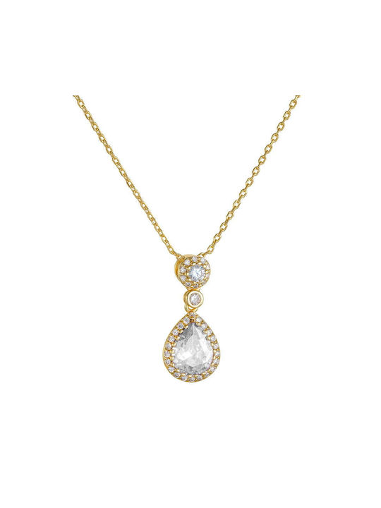 Necklace Rosette from Gold Plated Silver with Zircon