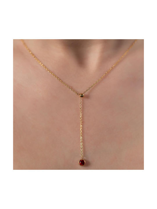 Necklace from Gold Plated Steel with Zircon