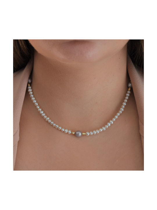 Necklace from Gold 14K with Pearls