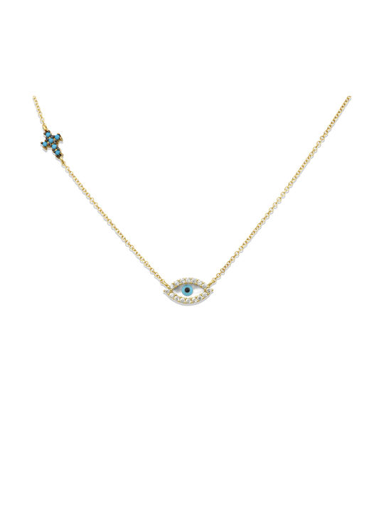 Necklace Eye from Gold 14K with Zircon