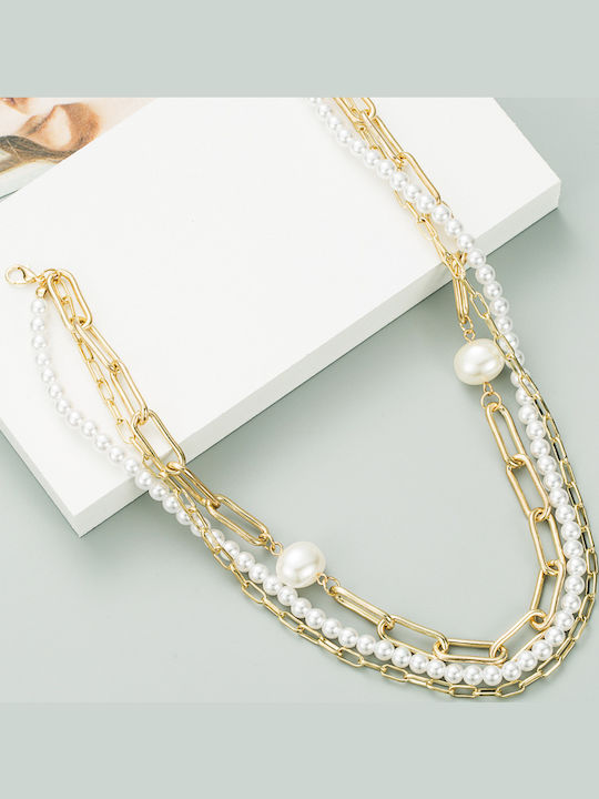 Pearl's Garden Colier Triplu Placat Cu Aur Pearl's Garden Colier Triplu Placat Cu Aur