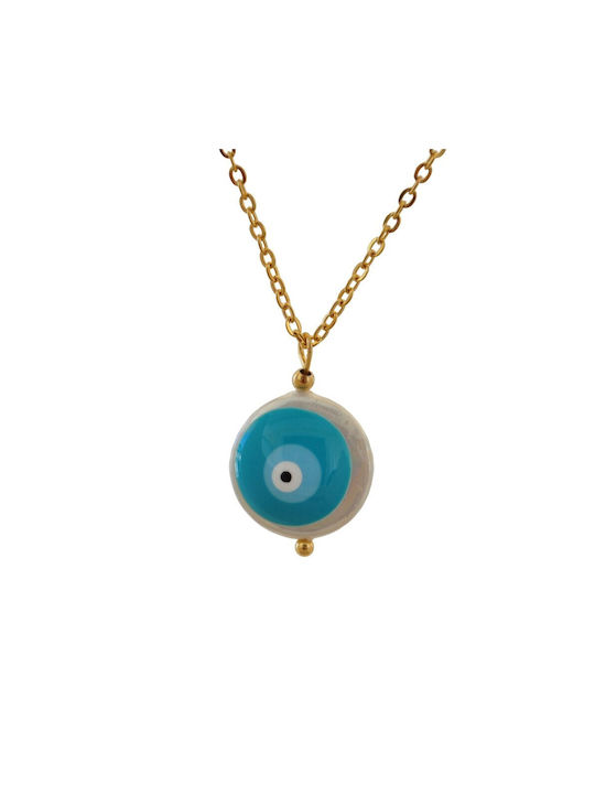 Necklace Amulet Eye from Gold Plated Steel