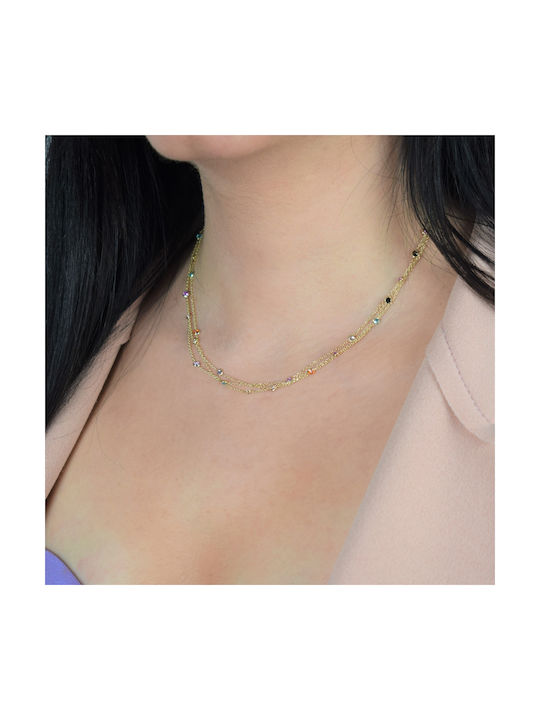 Necklace from Gold 9 K with Zircon