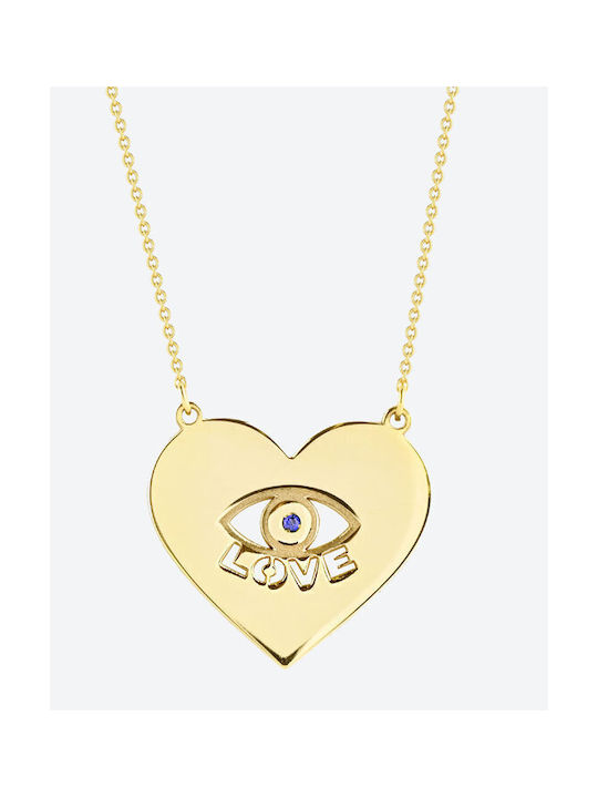 Love Necklace Eye from Gold 14K with Zircon