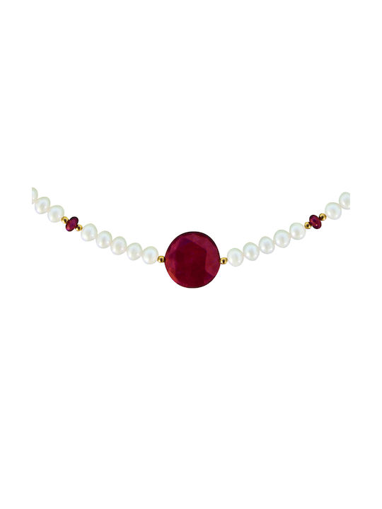 Necklace from White Gold 14K with Pearls