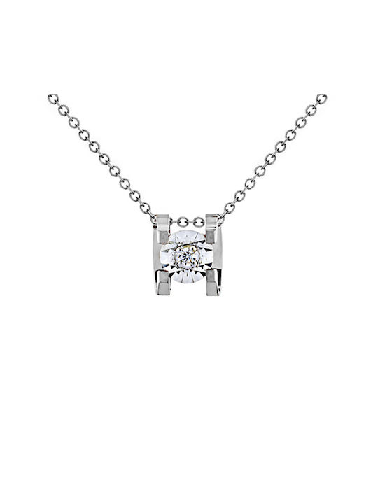 Necklace from White Gold 18k with Diamond