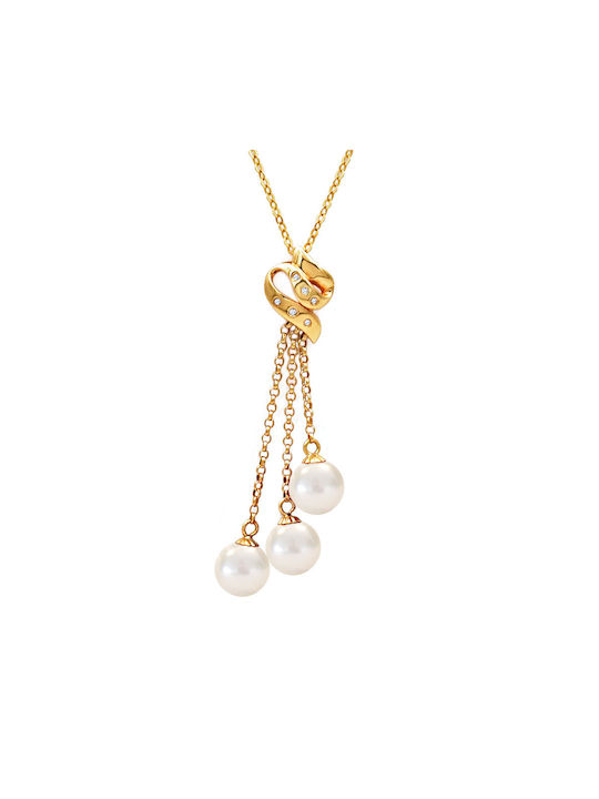 Necklace from Gold 18k with Pearls & Diamond