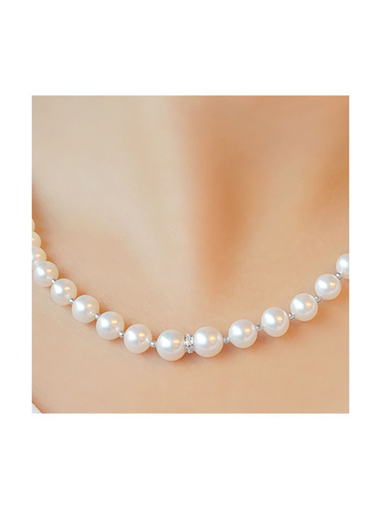 Necklace from White Gold 18k with Pearls