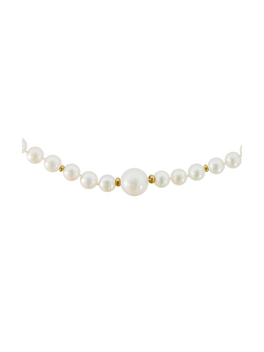 Necklace from White Gold 14K with Pearls