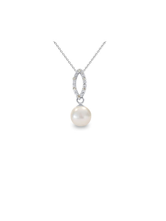 Necklace from Gold 18k with Pearls & Diamond