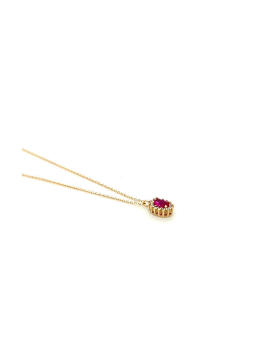 Halskette Rosette aus Roségold 14K mit Zirkon