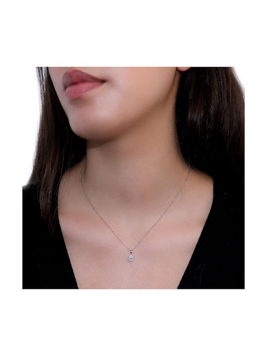 Necklace with design Tear from White Gold 14K with Diamond