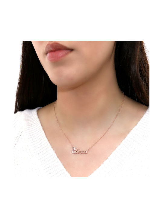 Necklace Name from Rose Gold 14K with Zircon