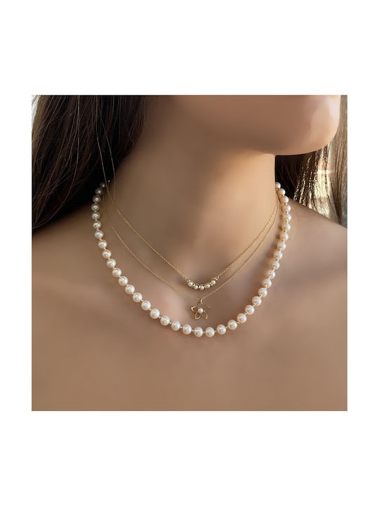 Necklace with design Flower from Gold 14K with Pearls