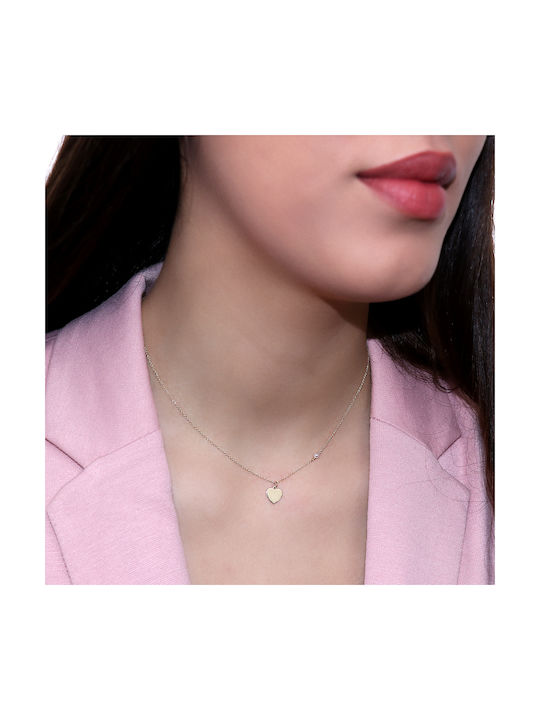 Necklace with design Heart from Gold 14K with Pearls