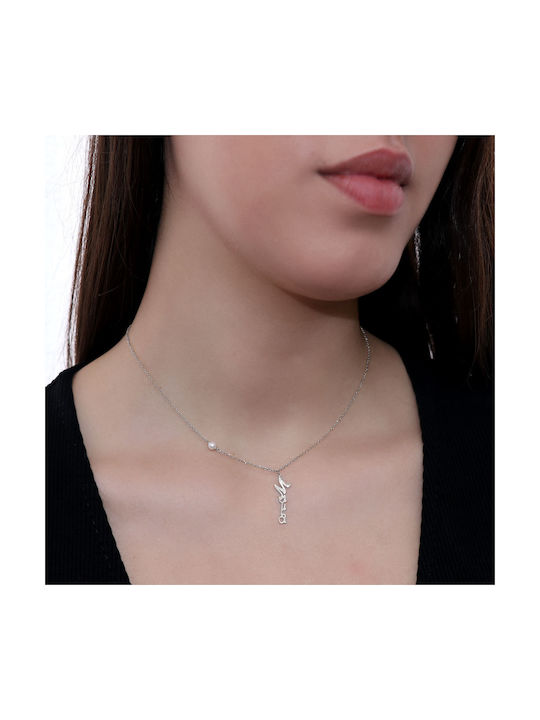 Necklace Mum from White Gold 14K with Diamond