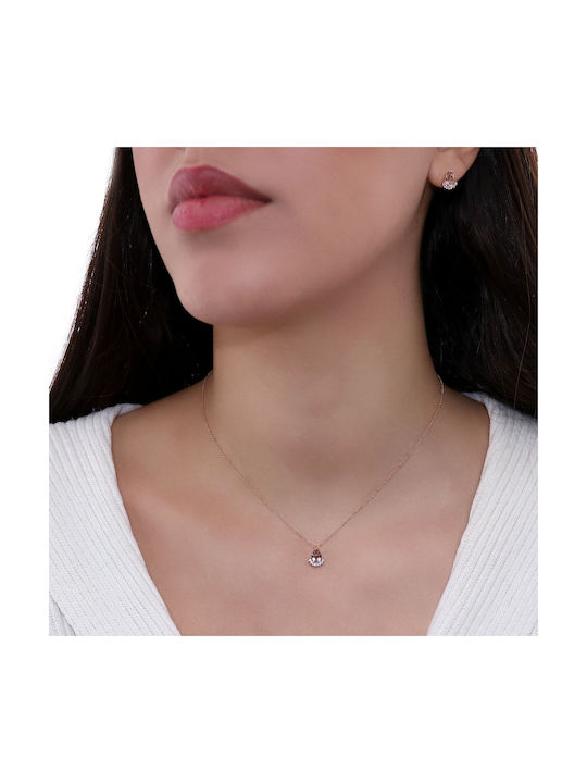 Necklace with design Tear from Rose Gold 14K with Zircon