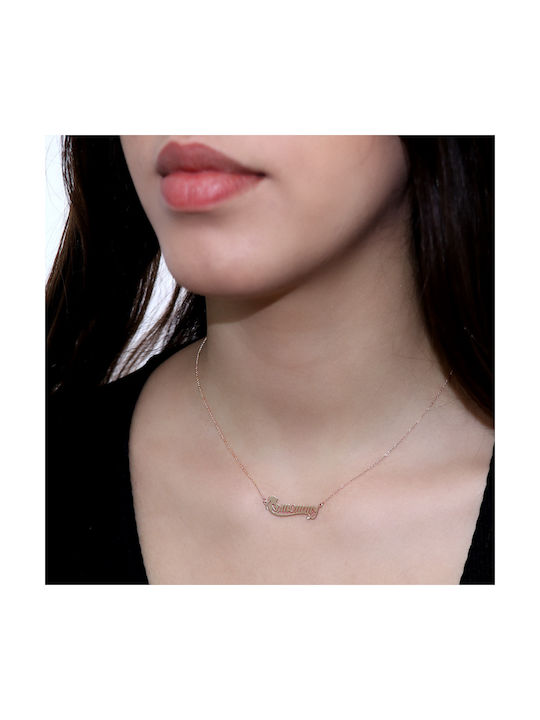 Necklace Mum from Rose Gold 14K with Zircon