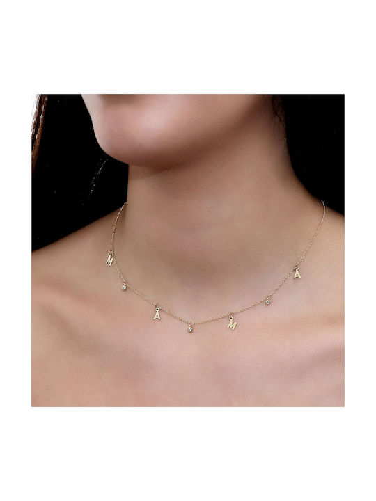 Necklace Mum from Gold 14K with Zircon