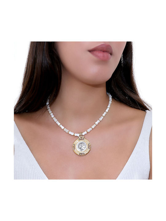 Necklace from Gold Plated Silver with Zircon