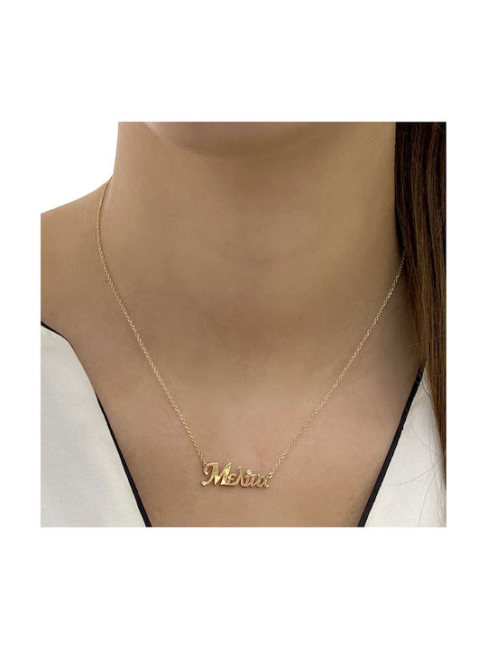 Necklace Name from Gold 14K with Diamond