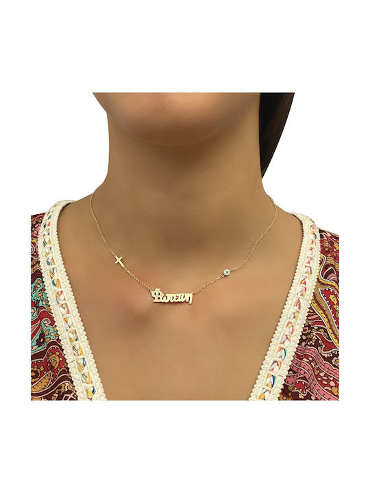 Necklace from Gold 14K with Diamond and Name Option