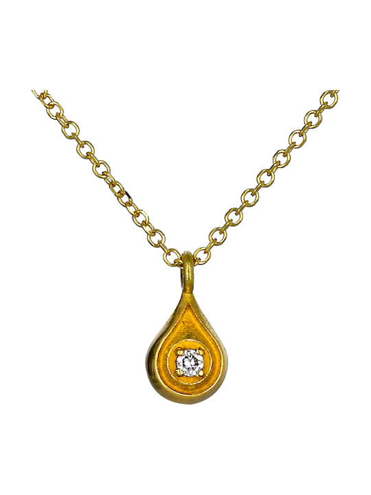 Necklace with design Tear from Gold 18k with Diamond