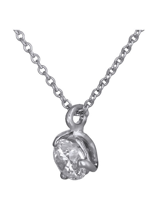 Necklace from White Gold 14K with Zircon