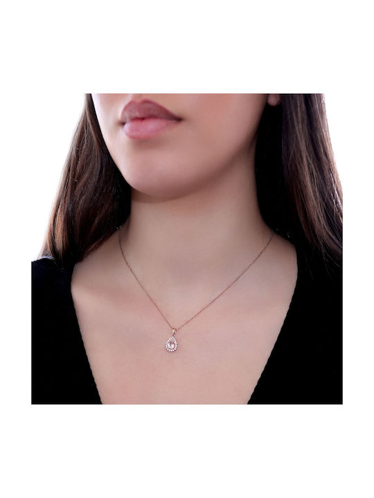 Necklace with design Tear from Rose Gold 18k with Diamond