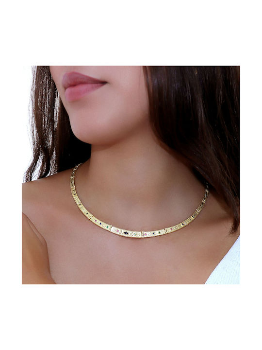 Necklace from Gold Plated Silver with Zircon