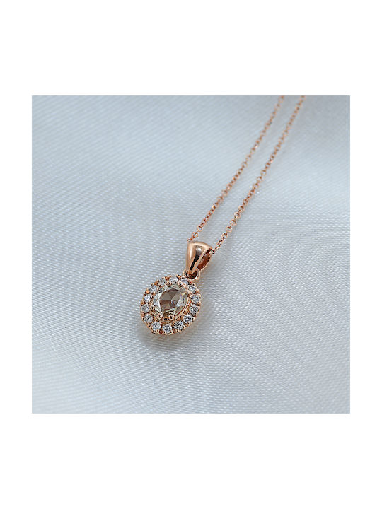 Halskette Rosette aus Roségold 18k mit Diamant