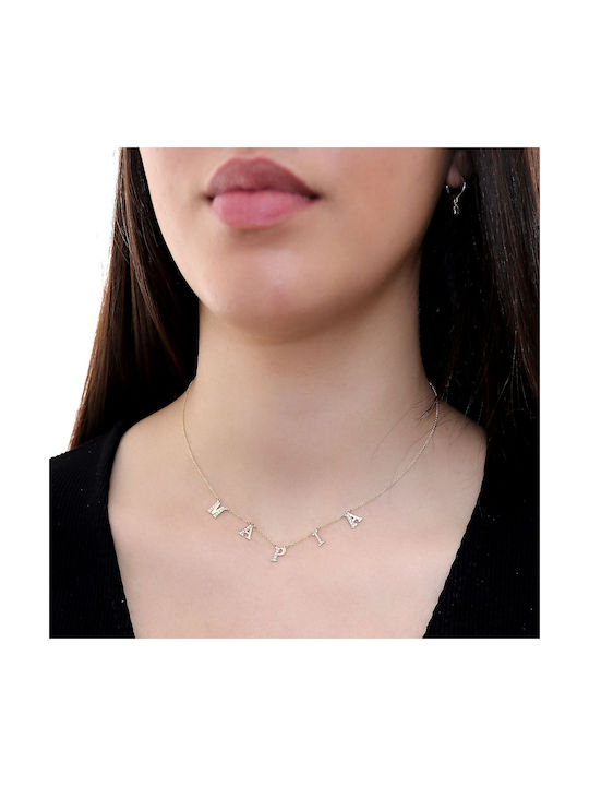 Necklace from Gold 14K with Zircon and Name Option