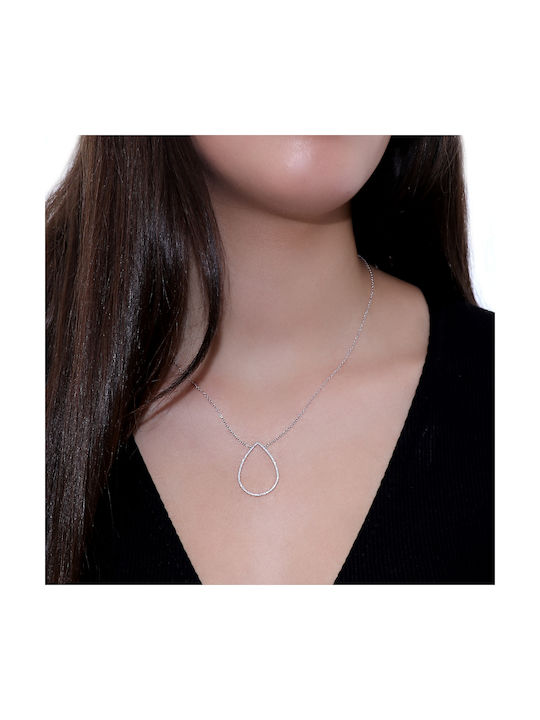 Necklace with design Tear from White Gold 14K with Diamond