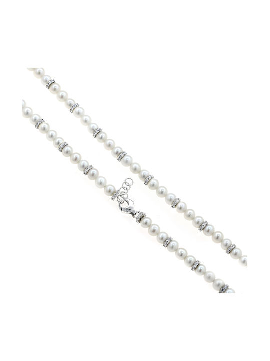 Necklace from White Gold 14K with Pearls