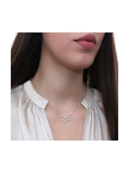 Necklace from White Gold 14K with Zircon