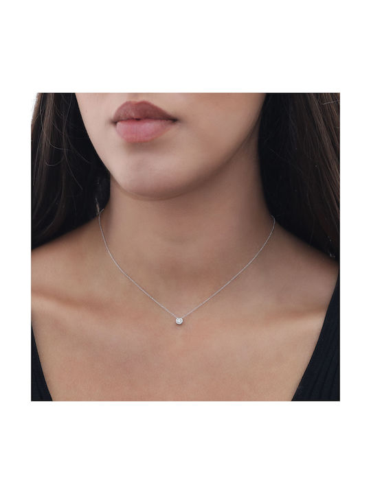 Necklace from White Gold 18k with Diamond