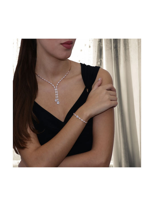 Necklace from Rose Gold 14K with Zircon